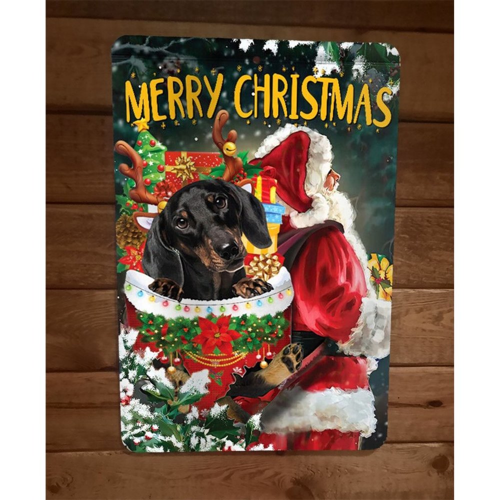 Merry Christmas Dachshund Weiner Dog Xmas 8x12‎ Metal Wall Sign Animal Poster #2